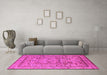 Machine Washable Oriental Pink Industrial Rug in a Living Room, wshurb3192pnk