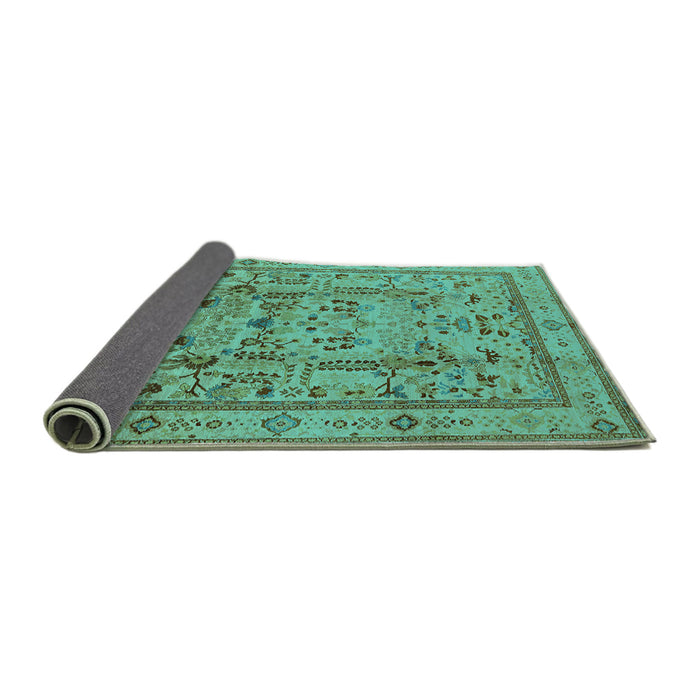 Sideview of Oriental Turquoise Industrial Rug, urb3192turq
