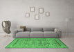 Machine Washable Oriental Emerald Green Industrial Area Rugs in a Living Room,, wshurb3192emgrn