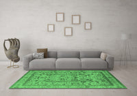 Machine Washable Oriental Emerald Green Industrial Rug, wshurb3192emgrn