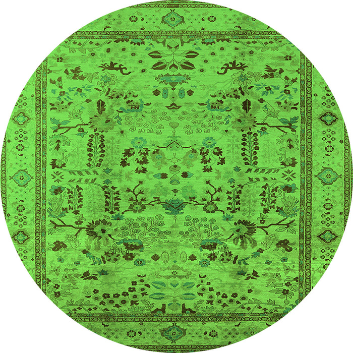Round Oriental Green Industrial Rug, urb3192grn
