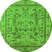 Round Oriental Green Industrial Rug, urb3192grn