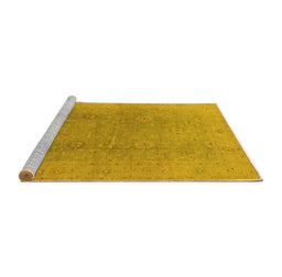 Sideview of Machine Washable Oriental Yellow Industrial Rug, wshurb3193yw