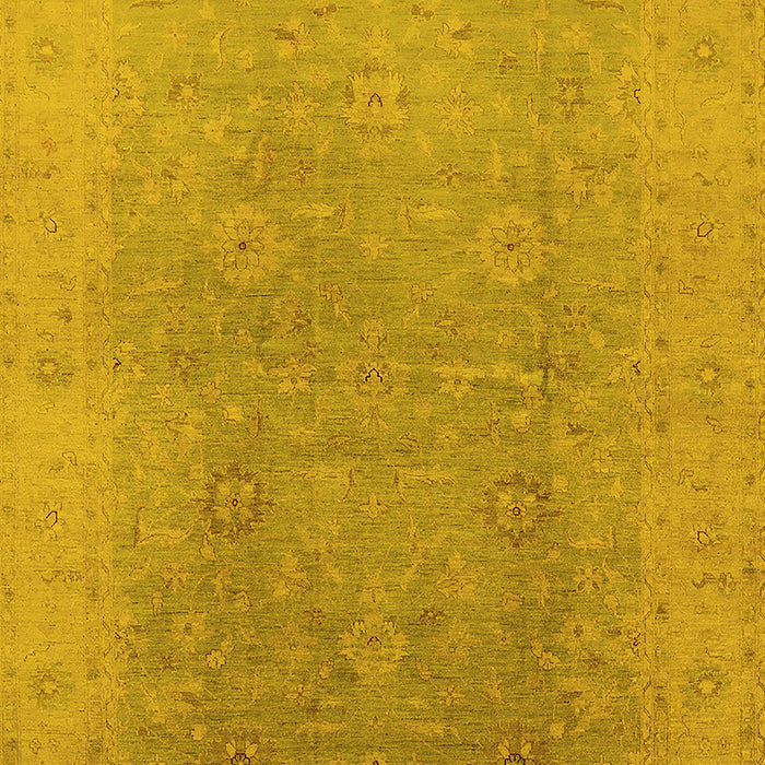 Machine Washable Oriental Yellow Industrial Rug, wshurb3193yw