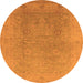 Round Machine Washable Oriental Orange Industrial Area Rugs, wshurb3193org