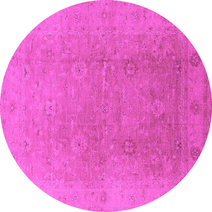 Round Machine Washable Oriental Pink Industrial Rug, wshurb3193pnk