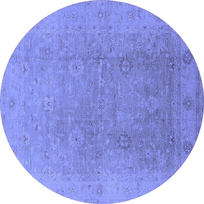 Round Oriental Blue Industrial Rug, urb3193blu
