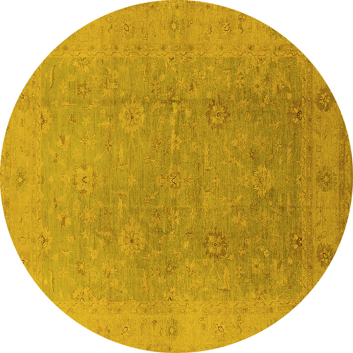 Round Oriental Yellow Industrial Rug, urb3193yw