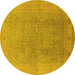 Round Oriental Yellow Industrial Rug, urb3193yw