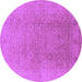 Round Oriental Purple Industrial Rug, urb3193pur