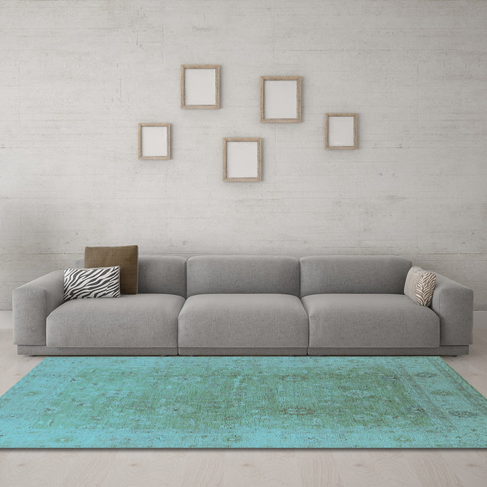 Machine Washable Oriental Light Blue Industrial Rug in a Living Room, wshurb3193lblu