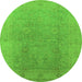 Round Oriental Green Industrial Rug, urb3193grn