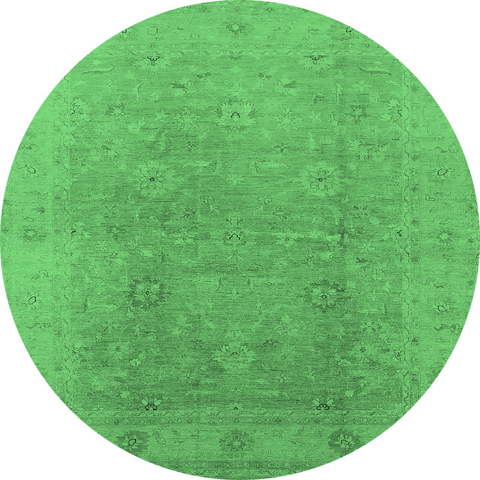 Round Oriental Emerald Green Industrial Rug, urb3193emgrn