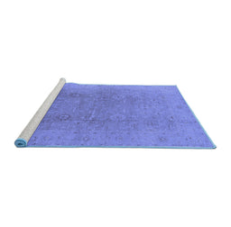 Sideview of Machine Washable Oriental Blue Industrial Rug, wshurb3193blu