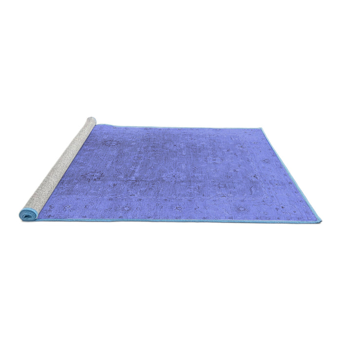 Sideview of Machine Washable Oriental Blue Industrial Rug, wshurb3193blu