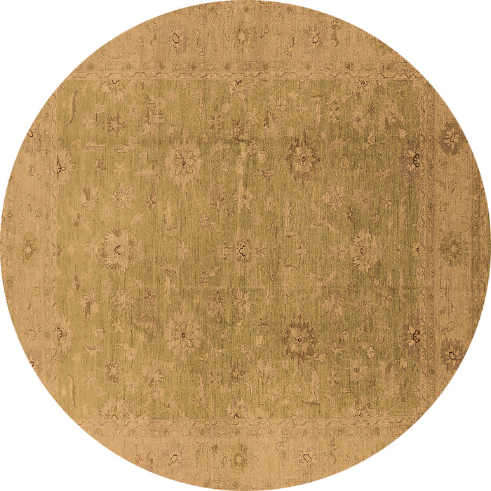 Round Machine Washable Oriental Brown Industrial Rug, wshurb3193brn