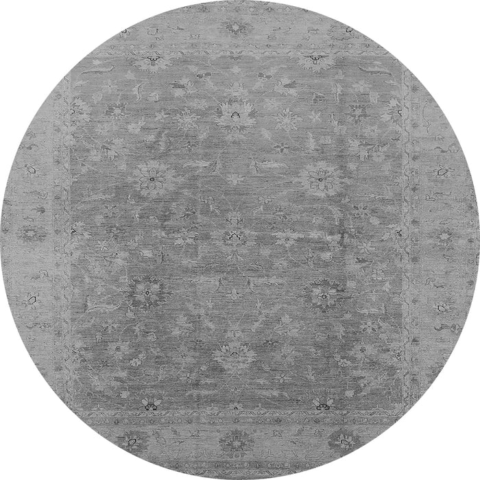 Round Machine Washable Oriental Gray Industrial Rug, wshurb3193gry