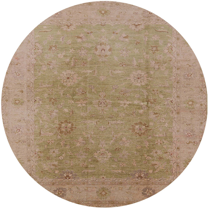 Round Mid-Century Modern Light Copper Gold Oriental Rug, urb3193