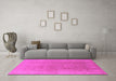 Machine Washable Oriental Pink Industrial Rug in a Living Room, wshurb3193pnk