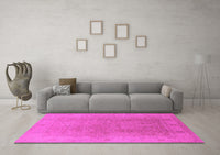 Machine Washable Oriental Pink Industrial Rug, wshurb3193pnk