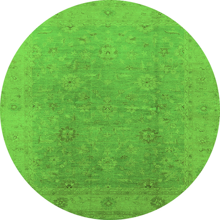 Round Machine Washable Oriental Green Industrial Area Rugs, wshurb3193grn
