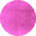 Round Oriental Pink Industrial Rug, urb3193pnk