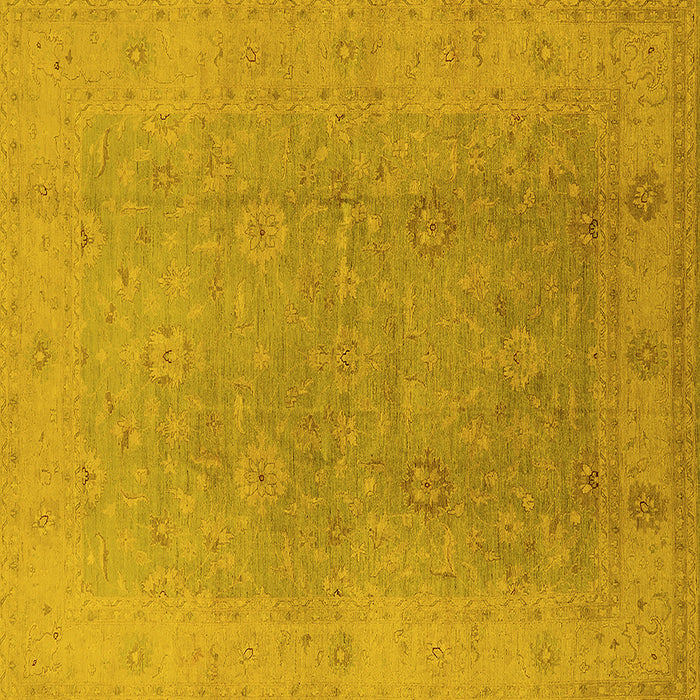 Square Machine Washable Oriental Yellow Industrial Rug, wshurb3193yw