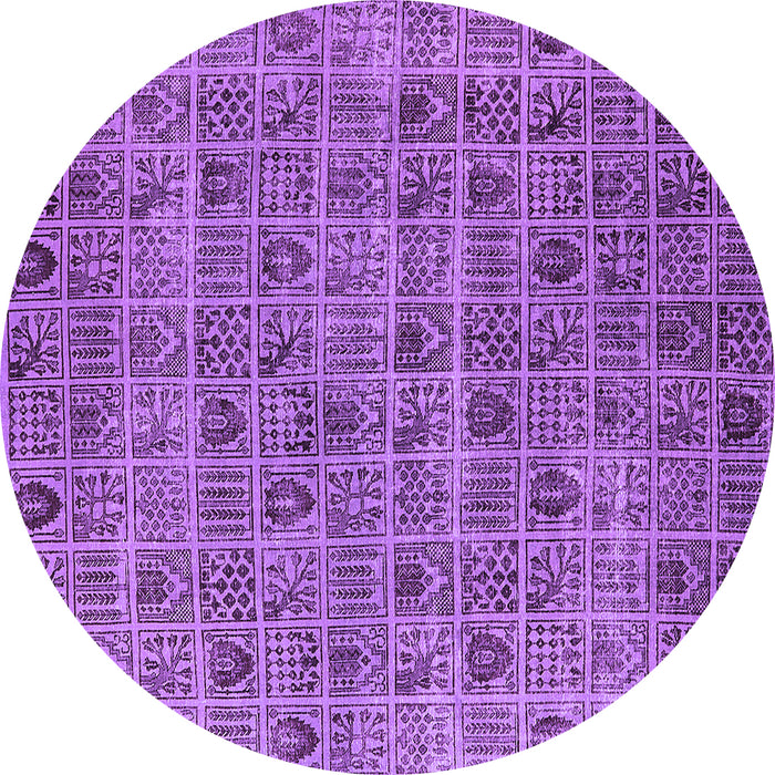 Round Machine Washable Oriental Purple Industrial Area Rugs, wshurb3194pur