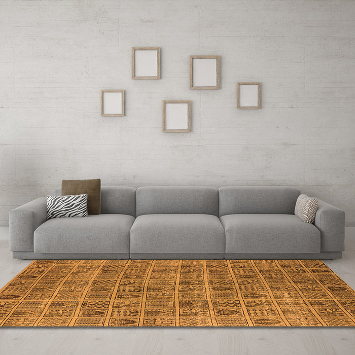 Machine Washable Oriental Orange Industrial Area Rugs in a Living Room, wshurb3194org