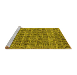 Sideview of Machine Washable Oriental Yellow Industrial Rug, wshurb3194yw