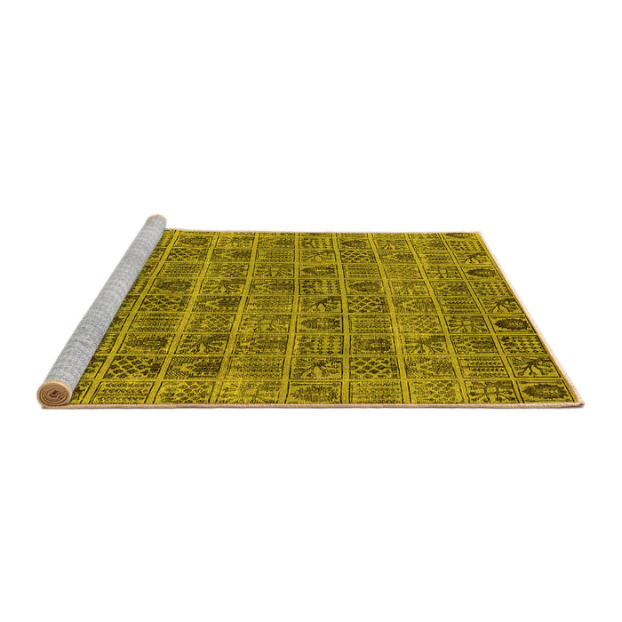 Sideview of Machine Washable Oriental Yellow Industrial Rug, wshurb3194yw
