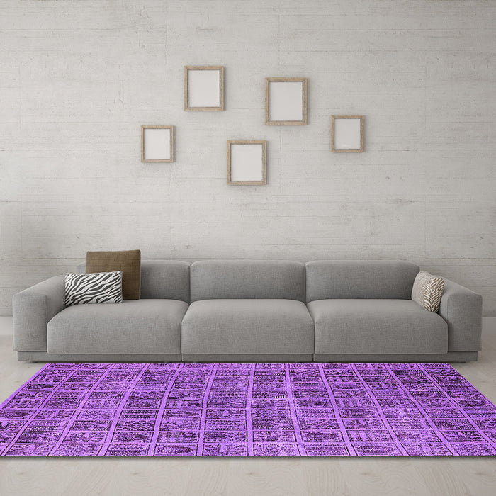Machine Washable Oriental Purple Industrial Area Rugs in a Living Room, wshurb3194pur