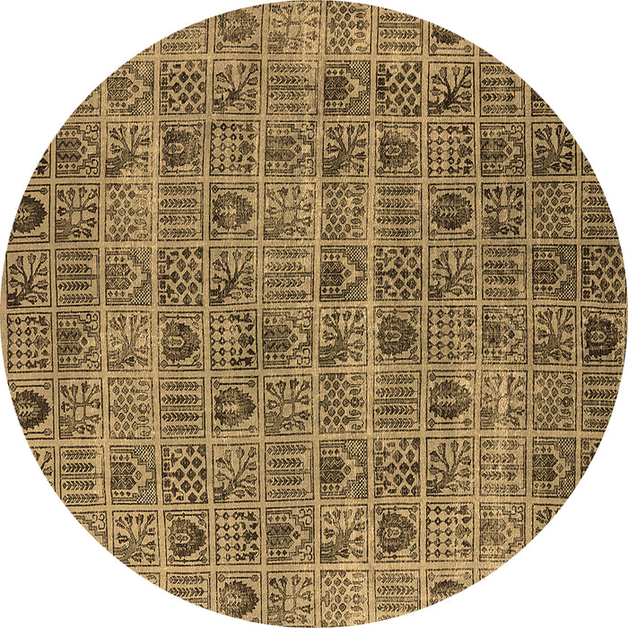 Round Oriental Brown Industrial Rug, urb3194brn