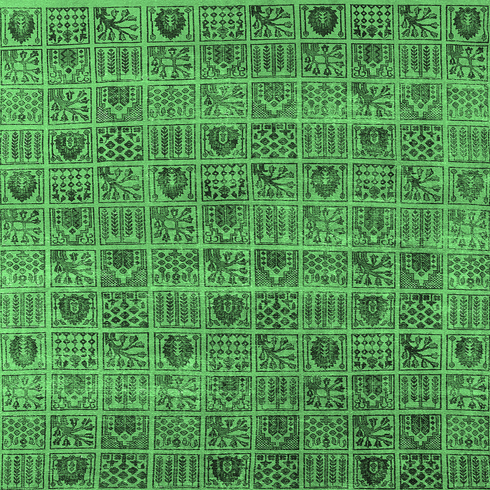 Square Oriental Emerald Green Industrial Rug, urb3194emgrn