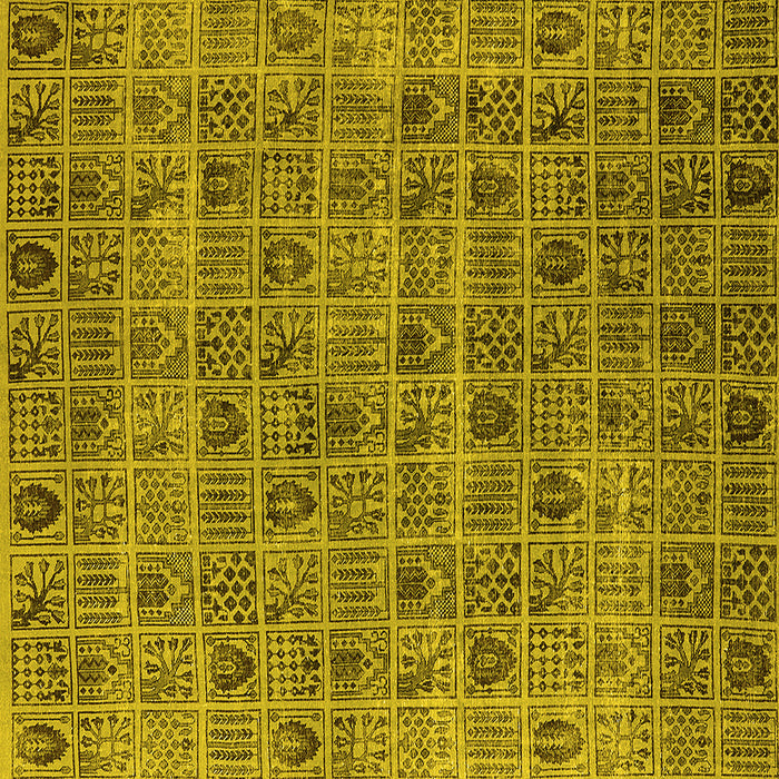 Square Machine Washable Oriental Yellow Industrial Rug, wshurb3194yw