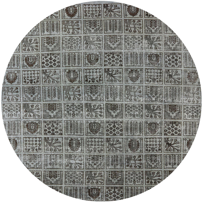Round Machine Washable Industrial Modern Gray Rug, wshurb3194
