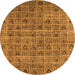 Round Machine Washable Oriental Orange Industrial Area Rugs, wshurb3194org