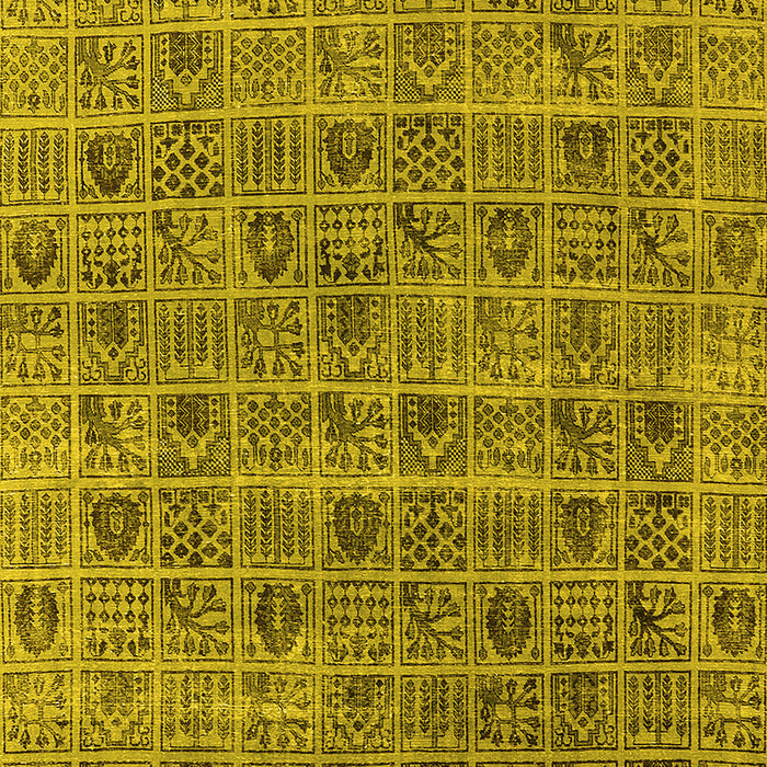 Machine Washable Oriental Yellow Industrial Rug, wshurb3194yw