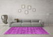 Machine Washable Oriental Pink Industrial Rug in a Living Room, wshurb3194pnk