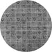 Round Machine Washable Oriental Gray Industrial Rug, wshurb3194gry