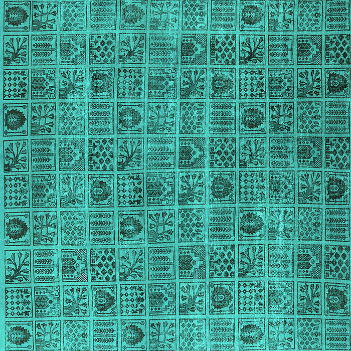 Square Machine Washable Oriental Turquoise Industrial Area Rugs, wshurb3194turq