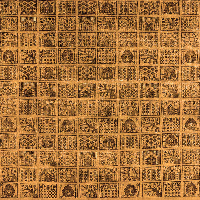 Square Machine Washable Oriental Orange Industrial Area Rugs, wshurb3194org