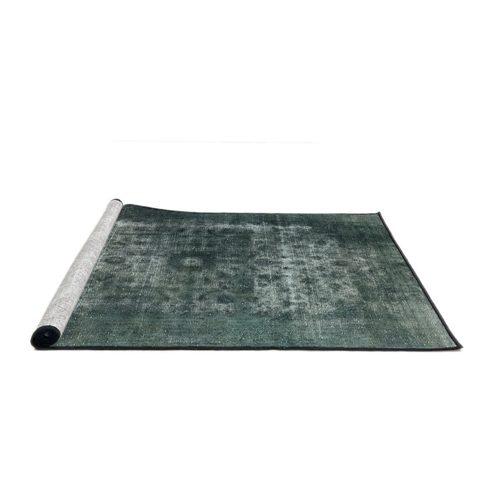 Sideview of Machine Washable Industrial Modern Grayish Turquoise Green Rug, wshurb3195