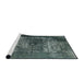 Sideview of Machine Washable Industrial Modern Grayish Turquoise Green Rug, wshurb3195