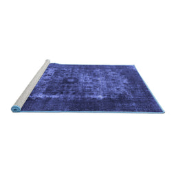 Sideview of Machine Washable Oriental Blue Industrial Rug, wshurb3195blu