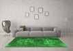 Machine Washable Oriental Green Industrial Area Rugs in a Living Room,, wshurb3195grn