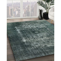 Mid-Century Modern Grayish Turquoise Green Oriental Rug, urb3195