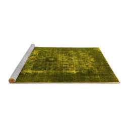 Sideview of Machine Washable Oriental Yellow Industrial Rug, wshurb3195yw