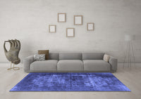 Machine Washable Oriental Blue Industrial Rug, wshurb3195blu