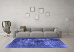 Machine Washable Oriental Blue Industrial Rug in a Living Room, wshurb3195blu